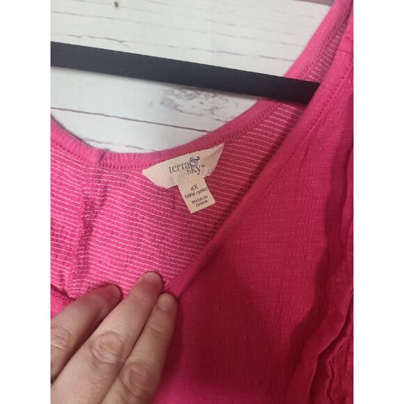 Terra & Sky Hot Pink Knit Tank Guaze Top with Tie Shoulder Womans Plus Size 4X - Picture 6 of 7